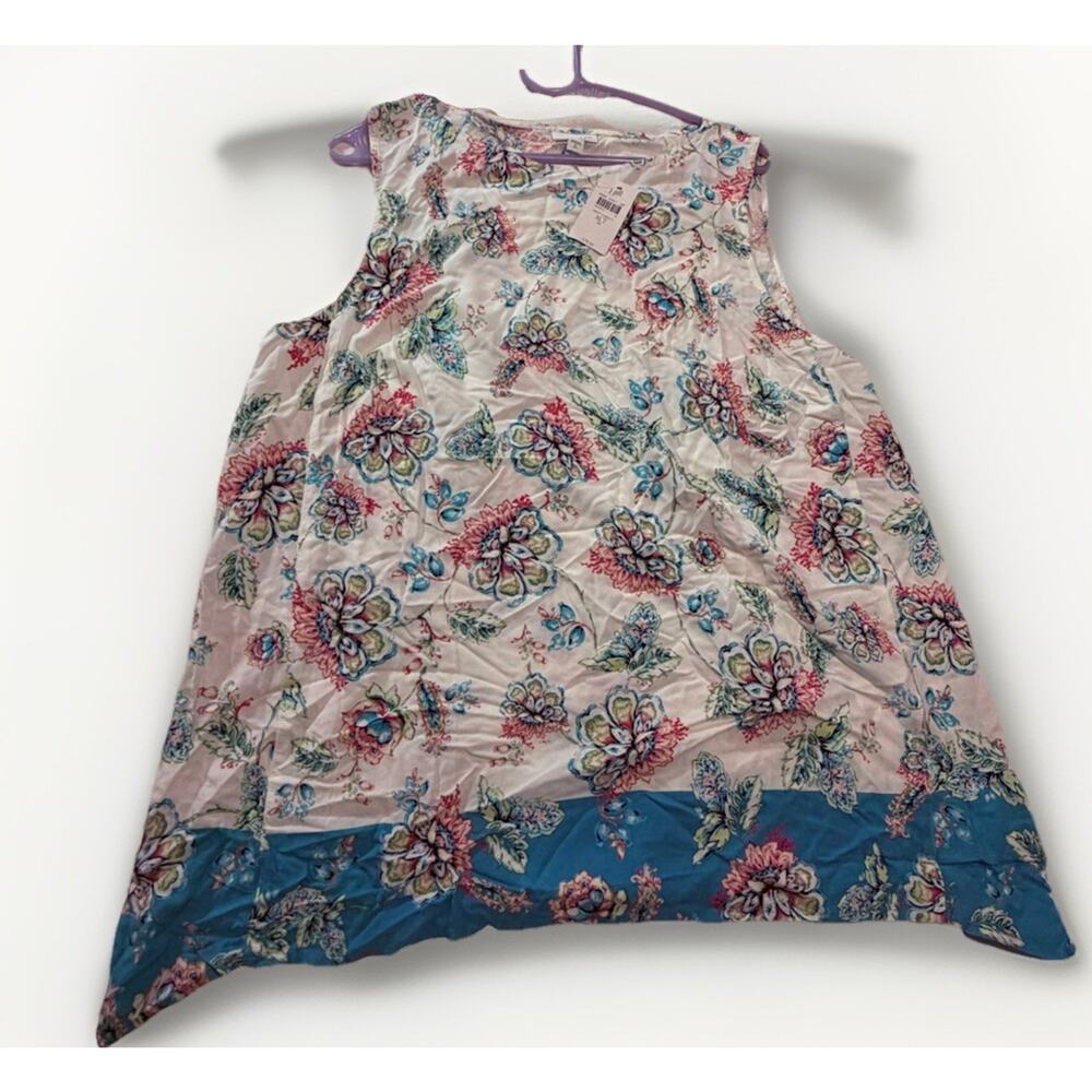J. Jill White Floral Sleeveless Knee Length A-Line Dress XL Tall Rayon NWT